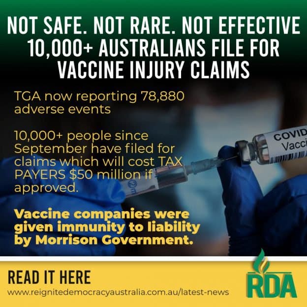 Not Safe, not rare, not effective – 10,000+ Australians file for vaccine injury claim