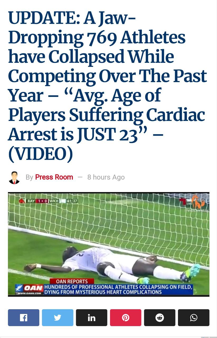 A Jaw-Dropping 769 Athletes have Collapsed While Competing Over The Past Year – “Avg. Age of Players Suffering Cardiac Arrest is JUST 23”