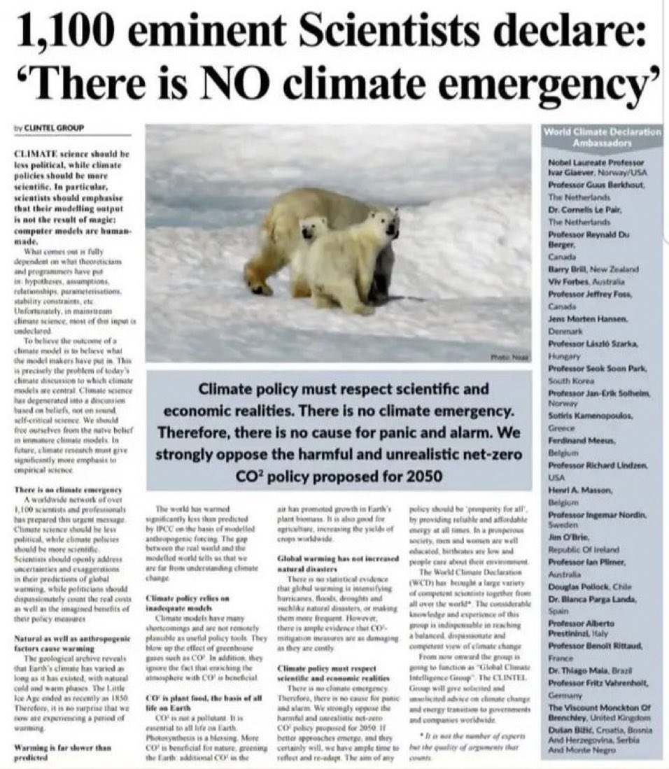 1,100 eminent scientists declare: there is NO climate emergency