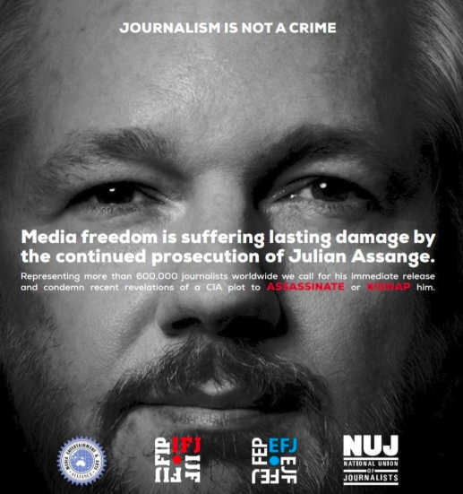 Julian Assange poster that journalism is not a crime