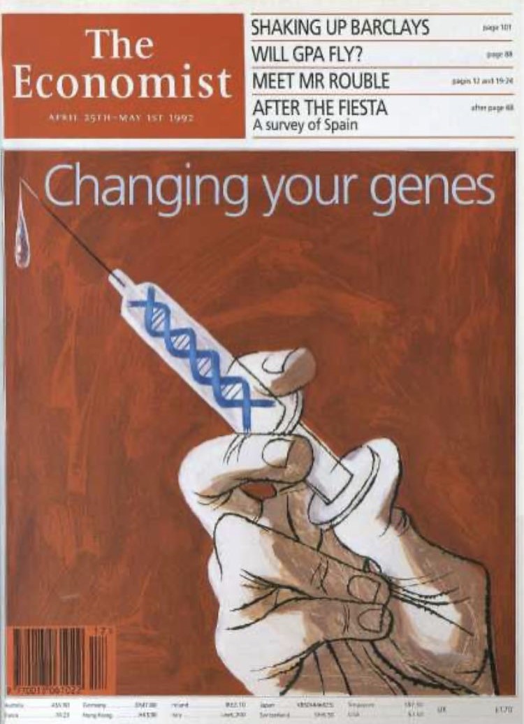 The Economist Magazine Cover from 1992 is about Gene Modification