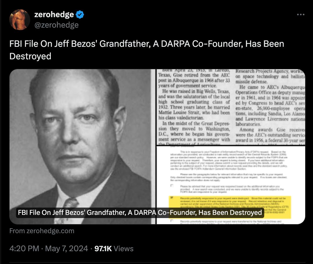 Jeff Bezos Grandfather a DARPA Co-Founder