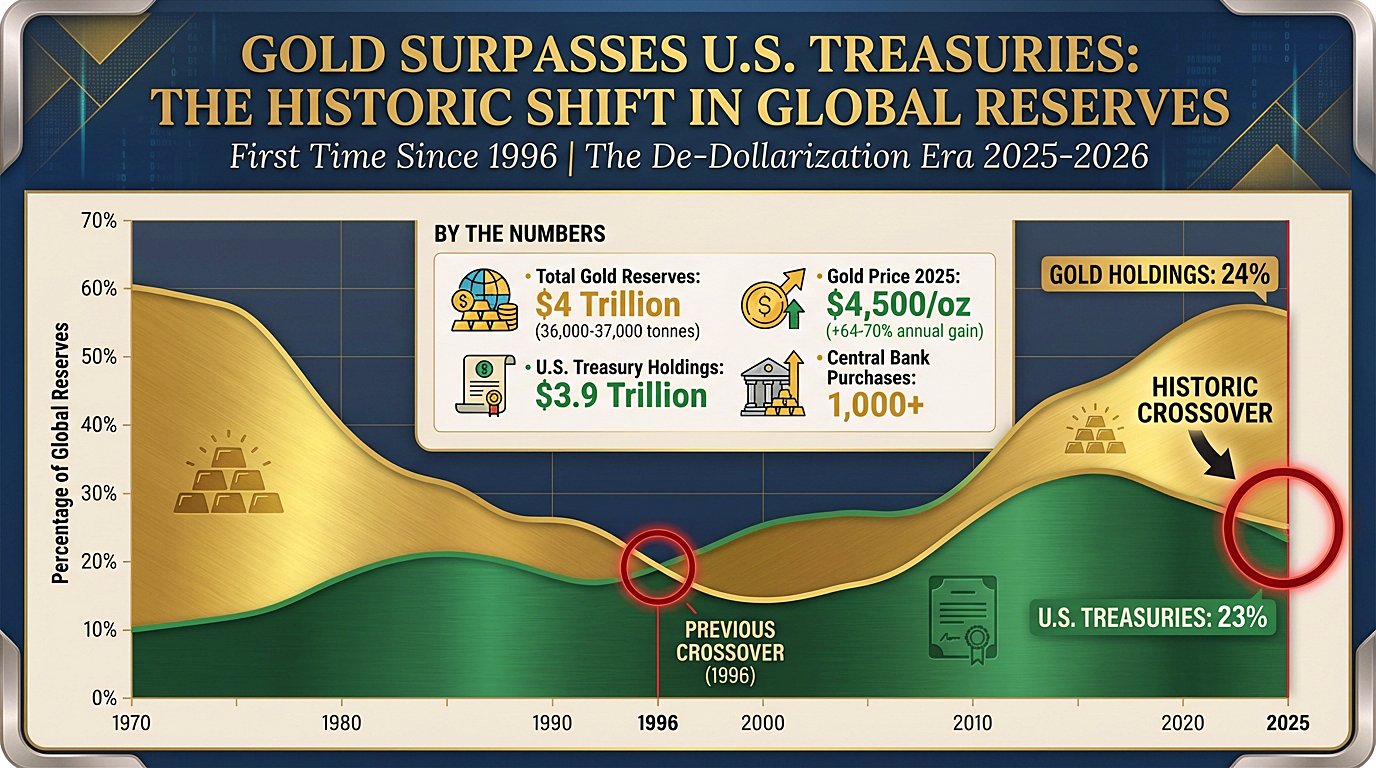 Global Gold Reserves Have Surpassed U.S. Treasury Holdings